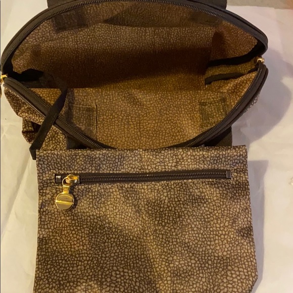 BORBONESE REDWALL Brown Nylon Satchel with Pouch - Picture 8 of 8